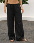 LINEN CAPRI PANTS - BLACK