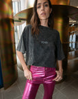 RACHEL METALLIC PANTS - PINK