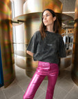 RACHEL METALLIC PANTS - PINK