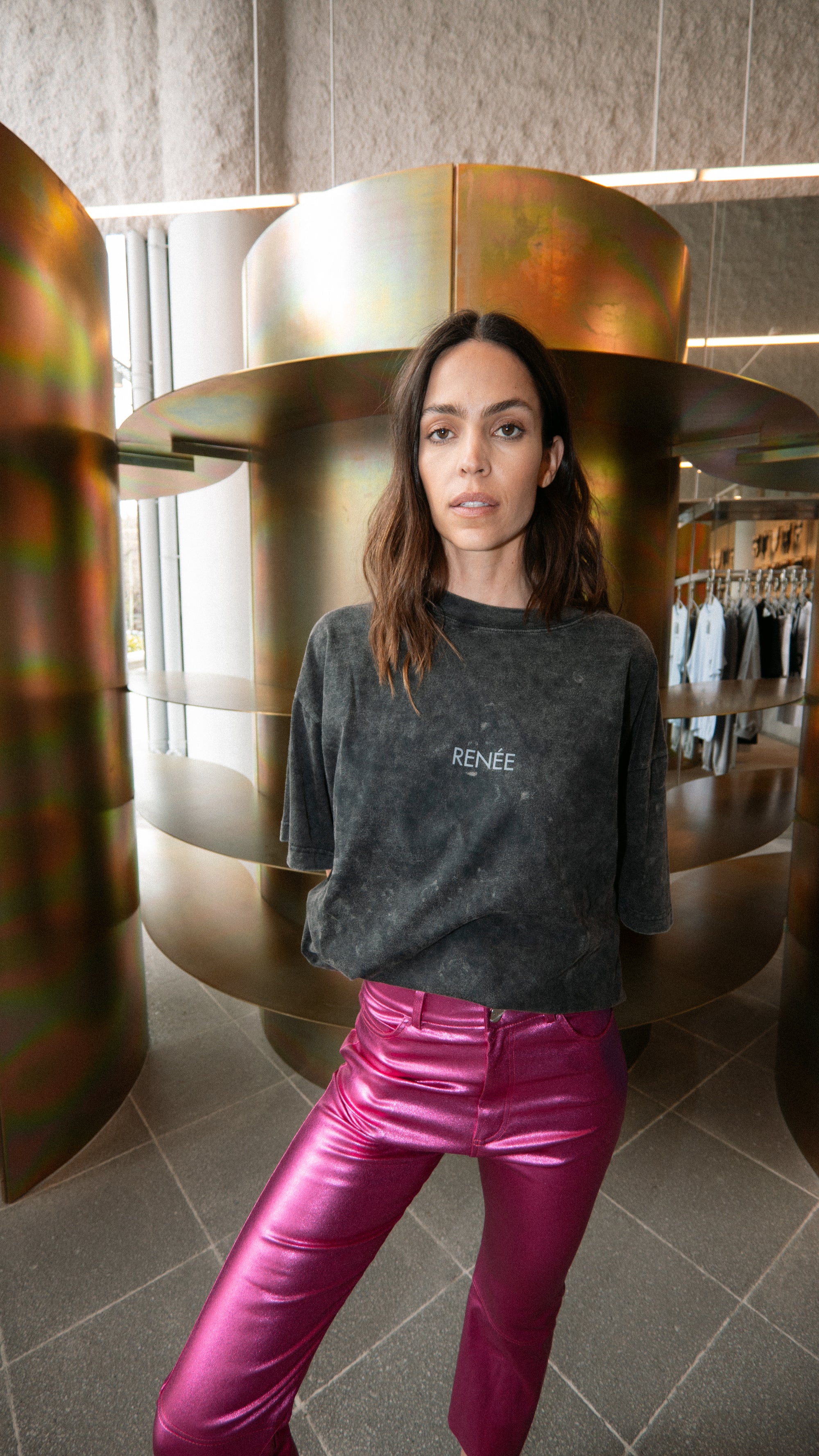 RACHEL METALLIC PANTS - PINK