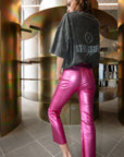 RACHEL METALLIC PANTS - PINK