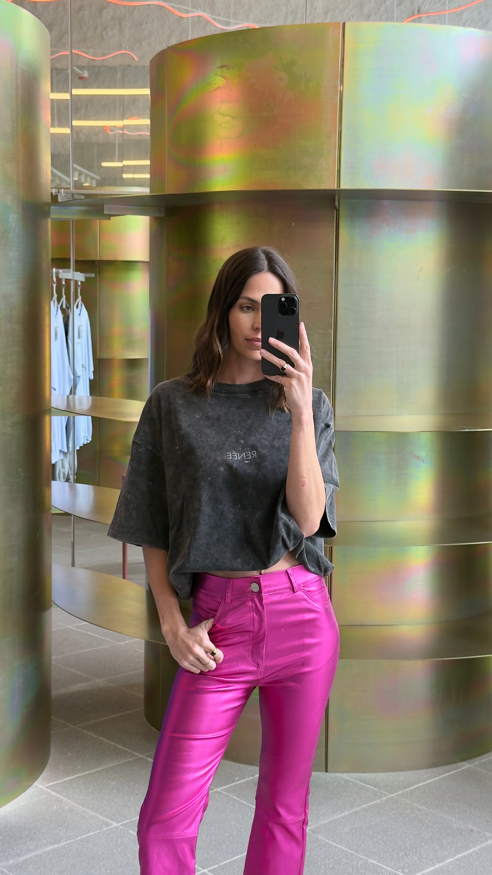 RACHEL METALLIC PANTS - PINK