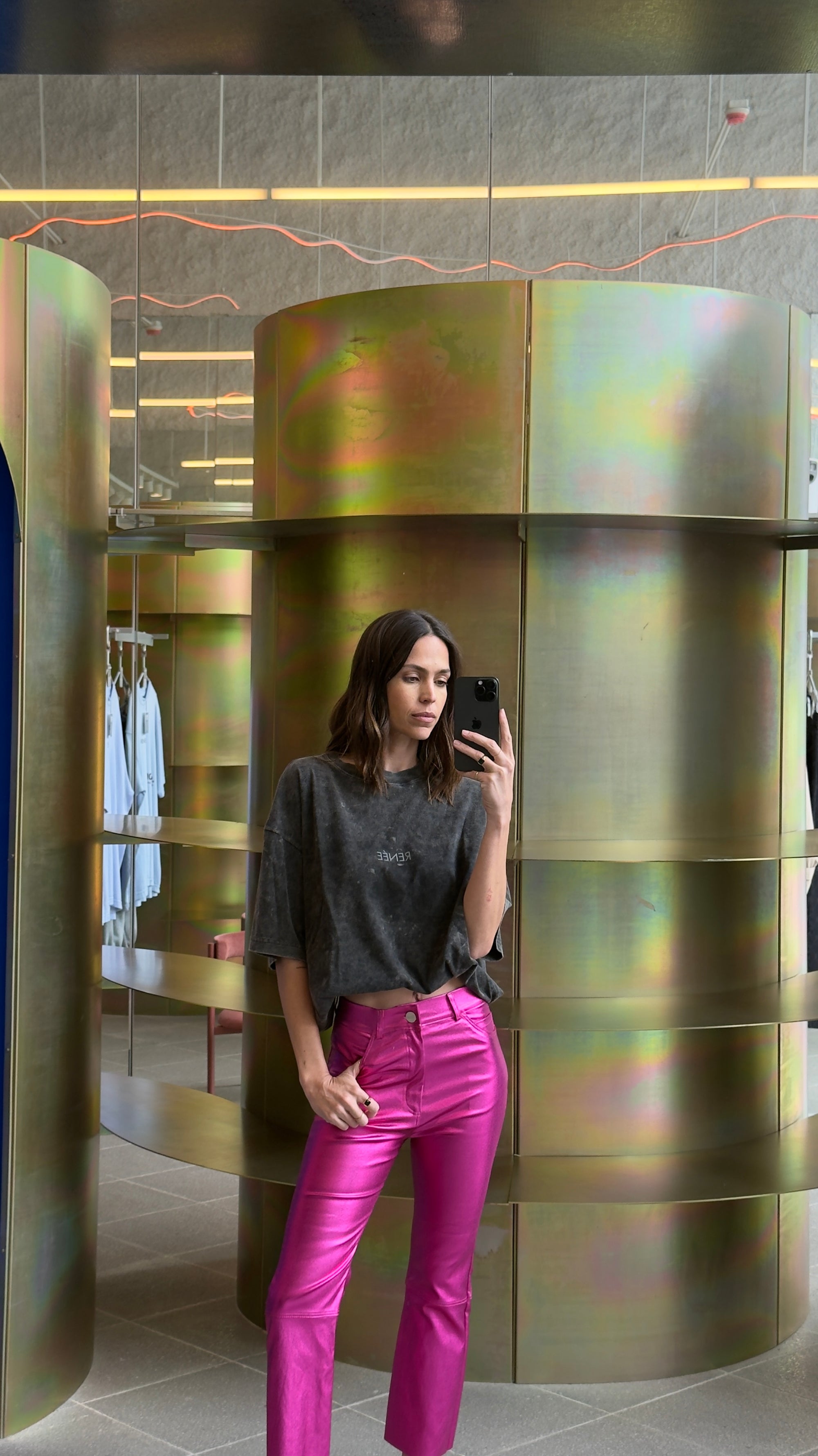 RACHEL METALLIC PANTS - PINK