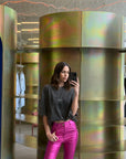 RACHEL METALLIC PANTS - PINK