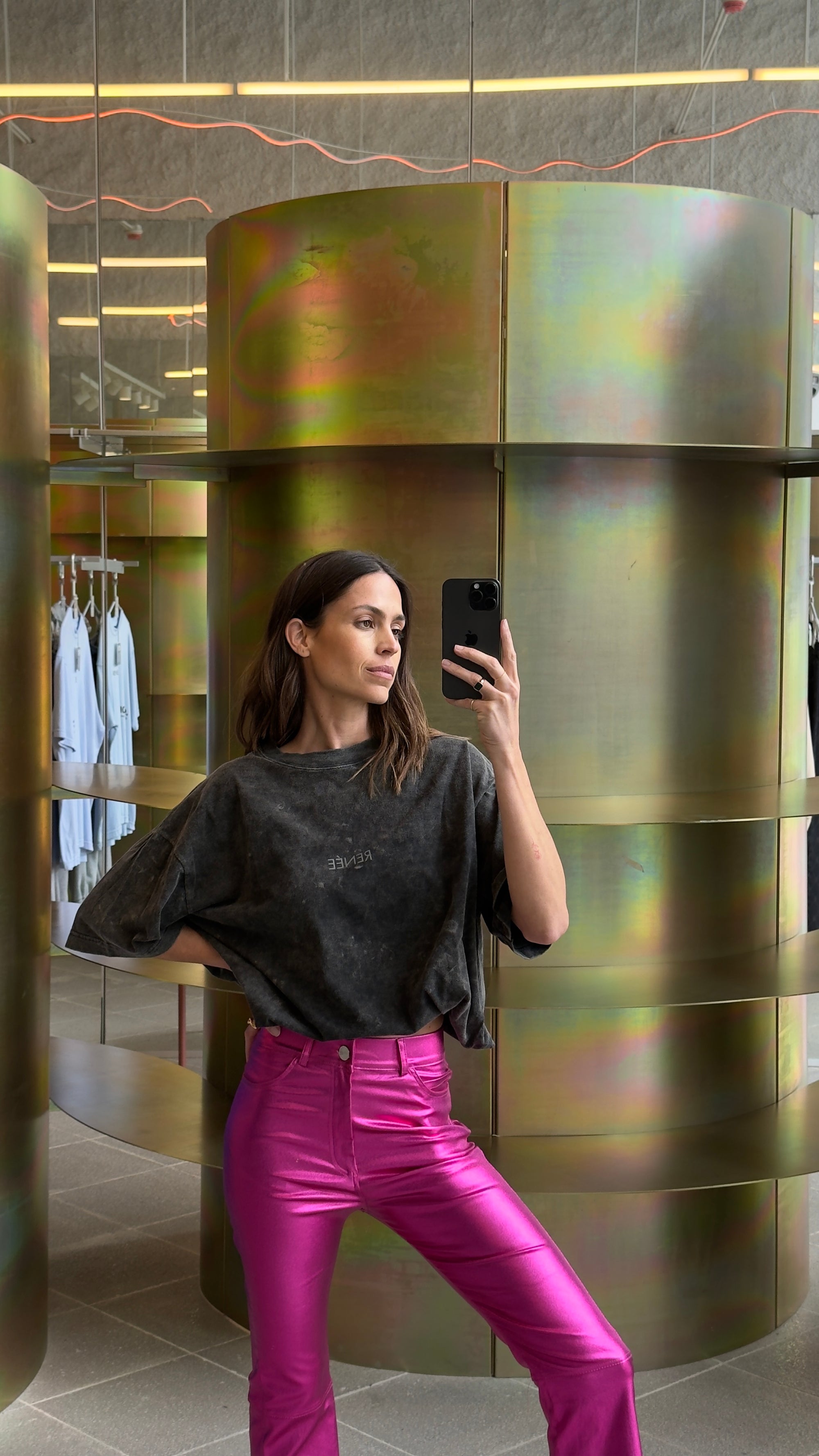 RACHEL METALLIC PANTS - PINK