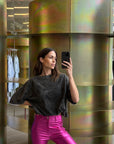 RACHEL METALLIC PANTS - PINK