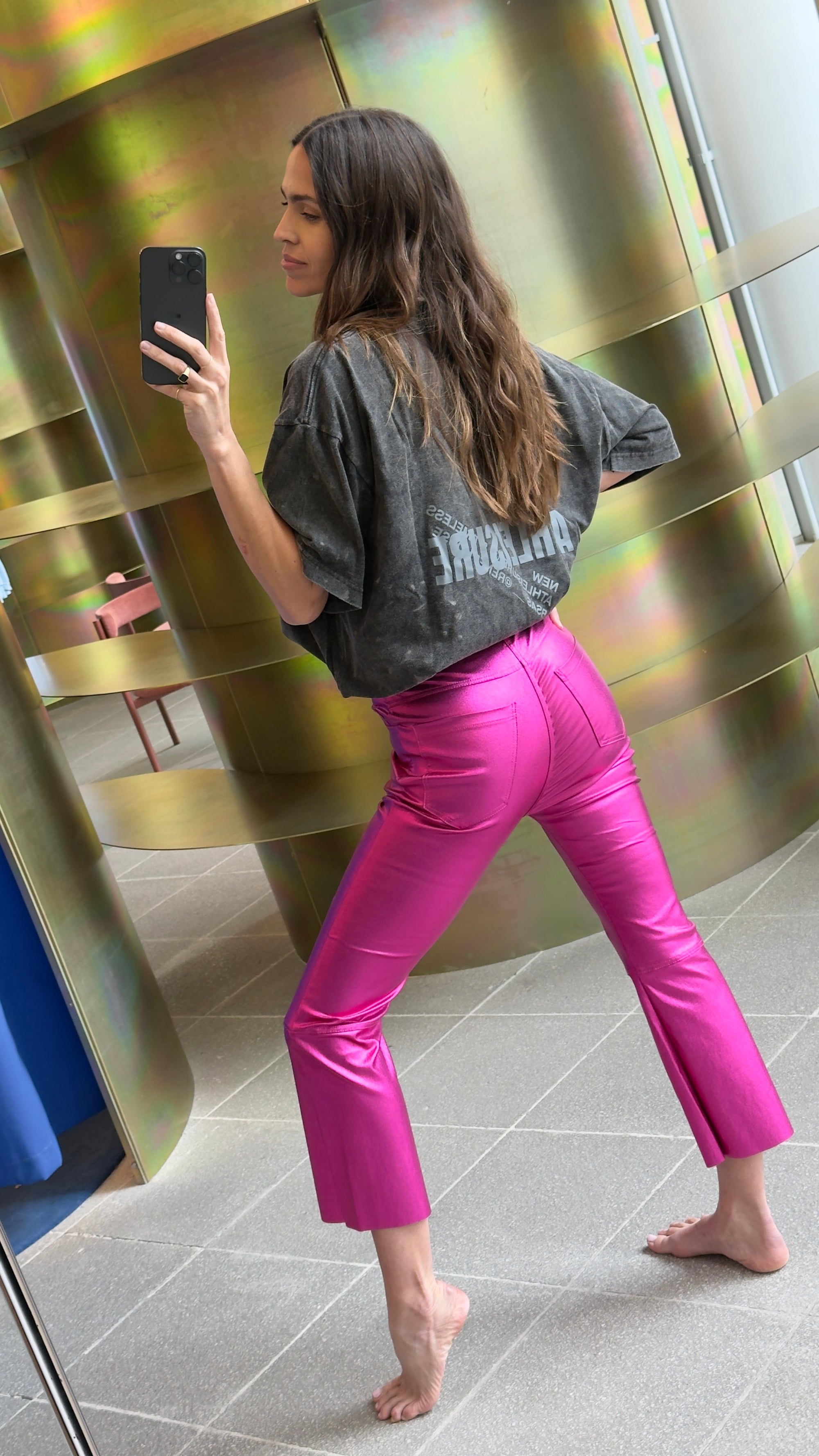RACHEL METALLIC PANTS - PINK