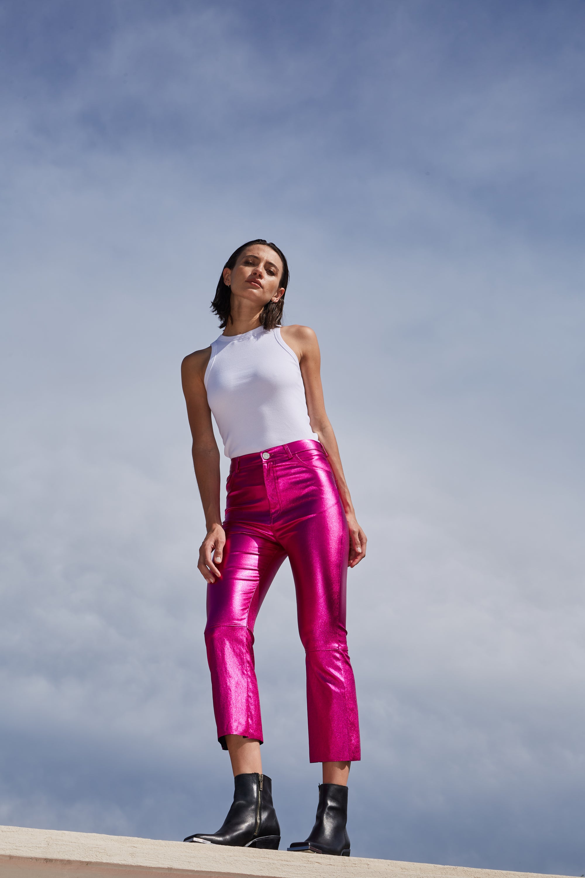 RACHEL METALLIC PANTS - PINK