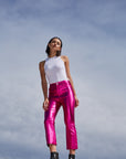 RACHEL METALLIC PANTS - PINK