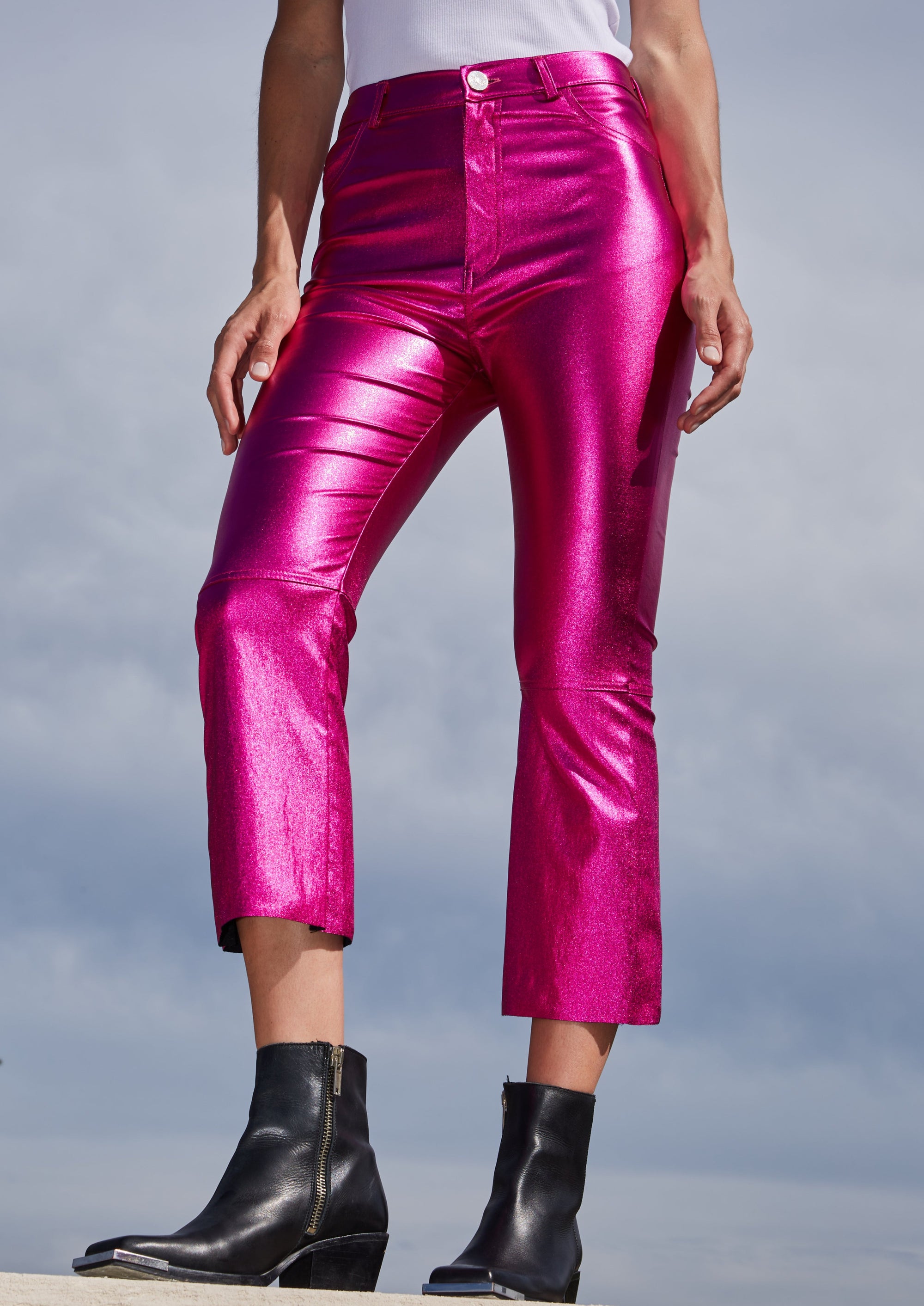 RACHEL METALLIC PANTS - PINK