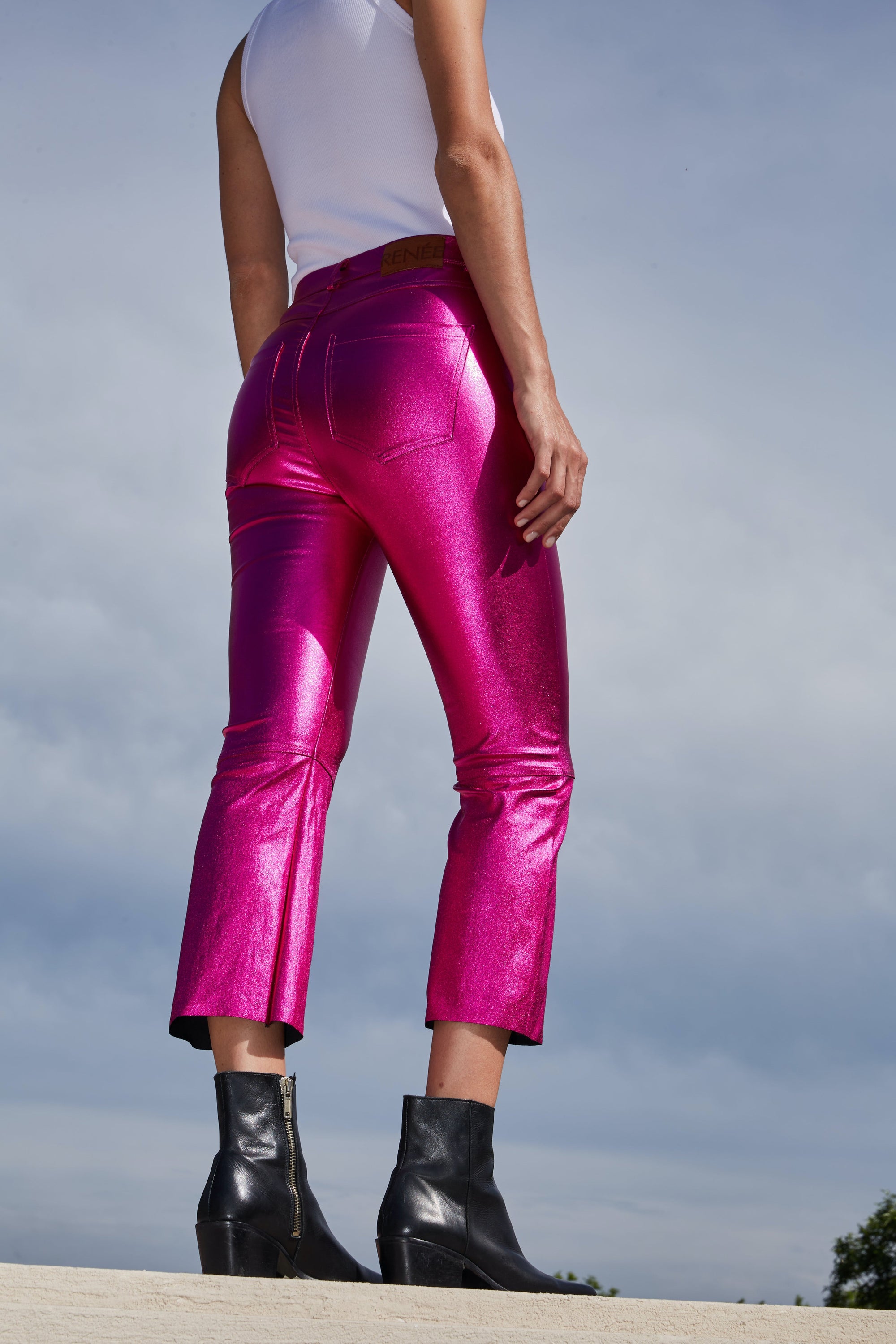 RACHEL METALLIC PANTS - PINK