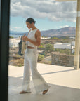 LINEN CAPRI TROUSERS - OFF WHITE