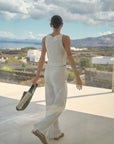 LINEN CAPRI TROUSERS - OFF WHITE