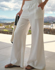 LINEN CAPRI TROUSERS - OFF WHITE