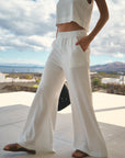 LINEN CAPRI TROUSERS - OFF WHITE