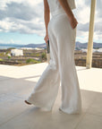 LINEN CAPRI TROUSERS - OFF WHITE