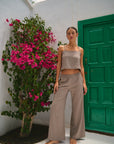 LINEN CAPRI PANTS - BLACK