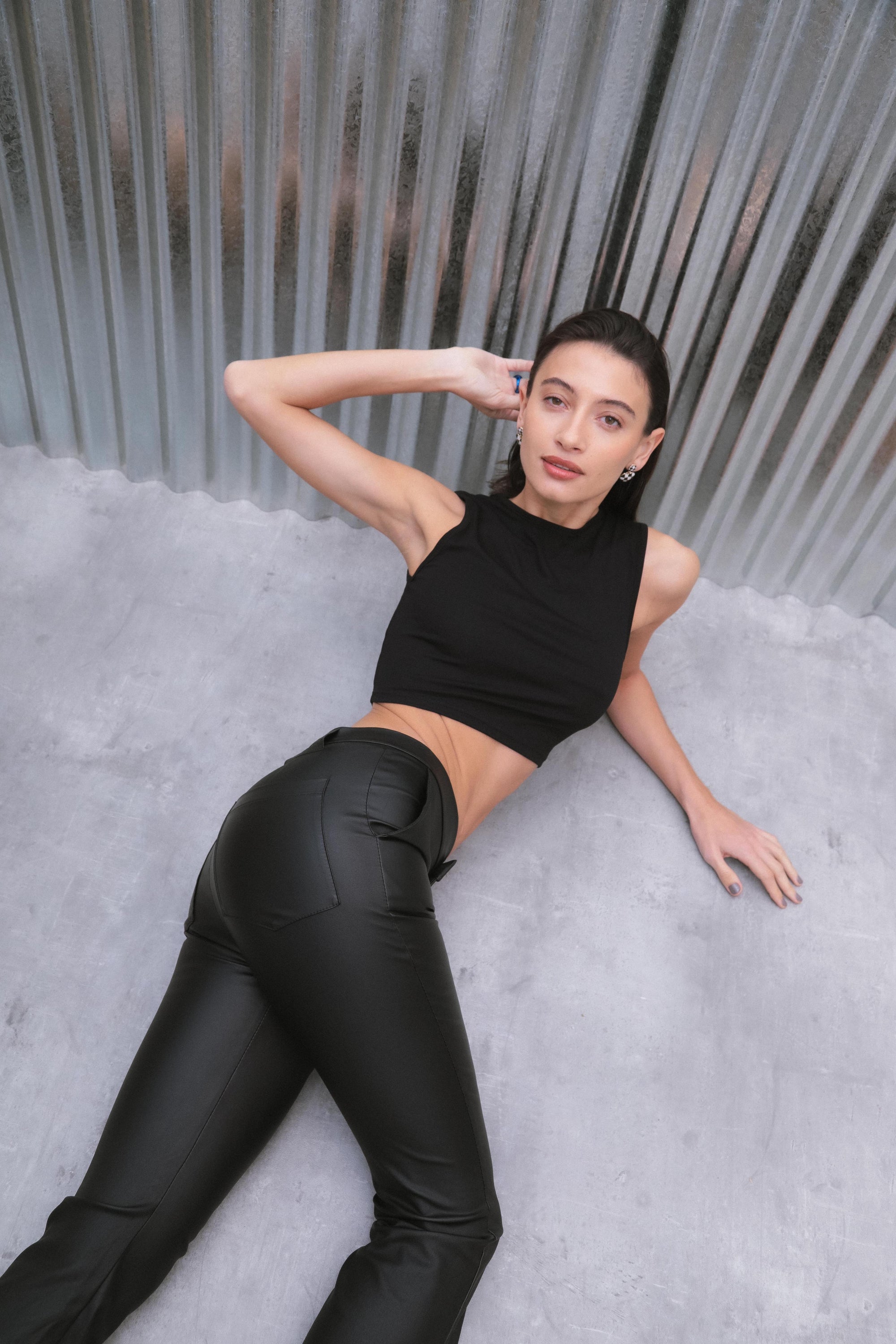 NICKY GUMMED TROUSERS - BLACK