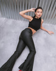 NICKY GUMMED TROUSERS - BLACK