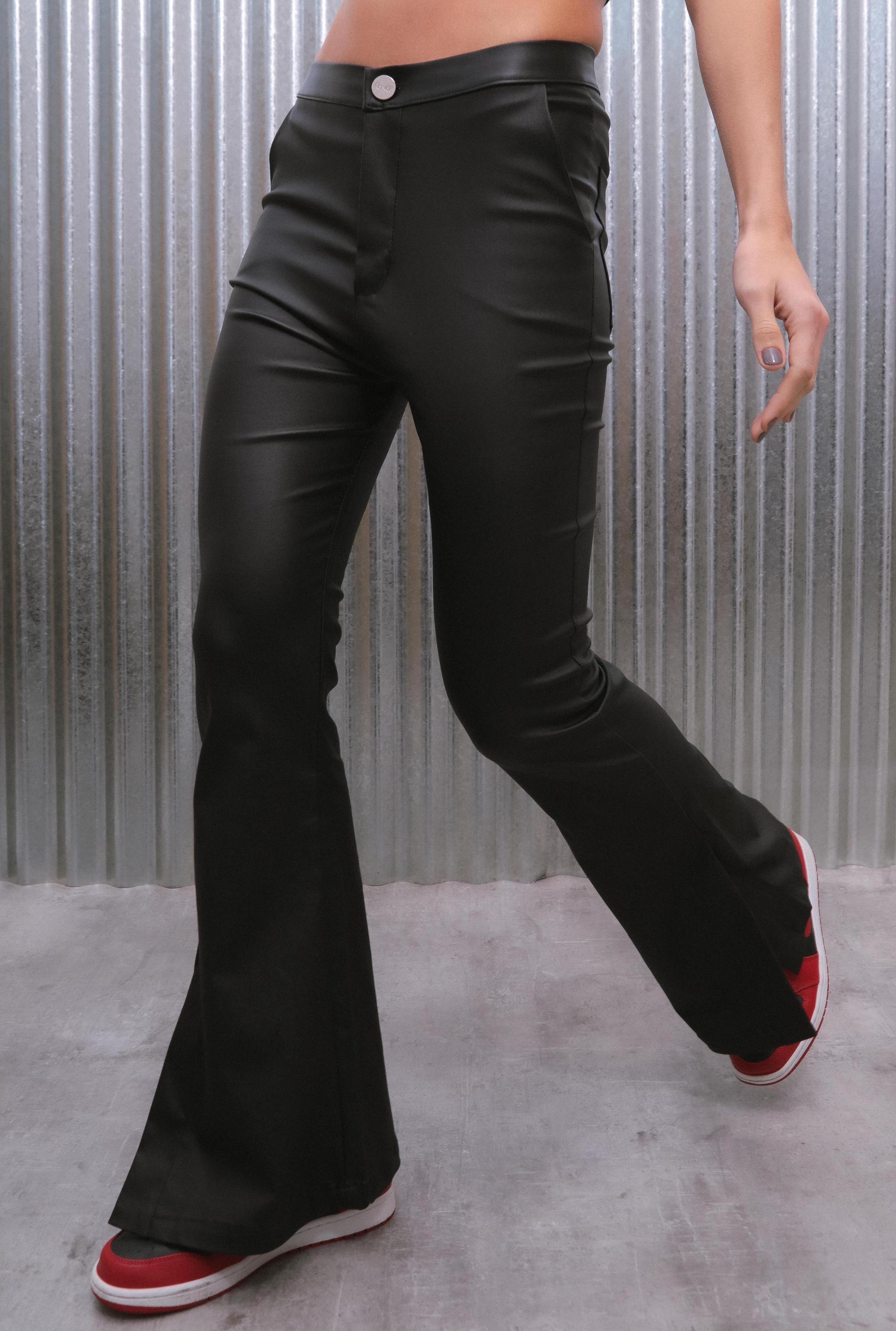 NICKY GUMMED TROUSERS - BLACK