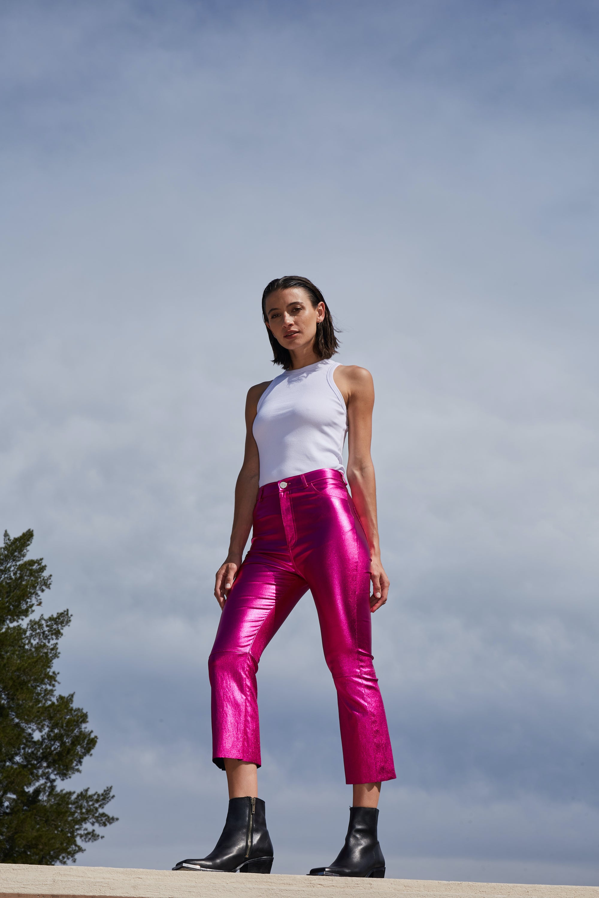 RACHEL METALLIC PANTS - PINK