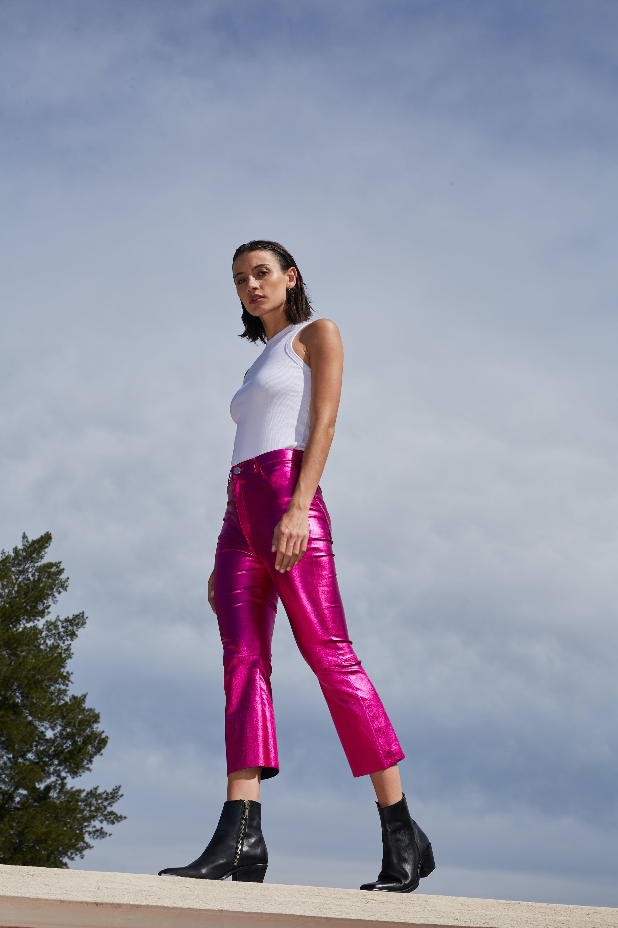 RACHEL METALLIC PANTS - PINK