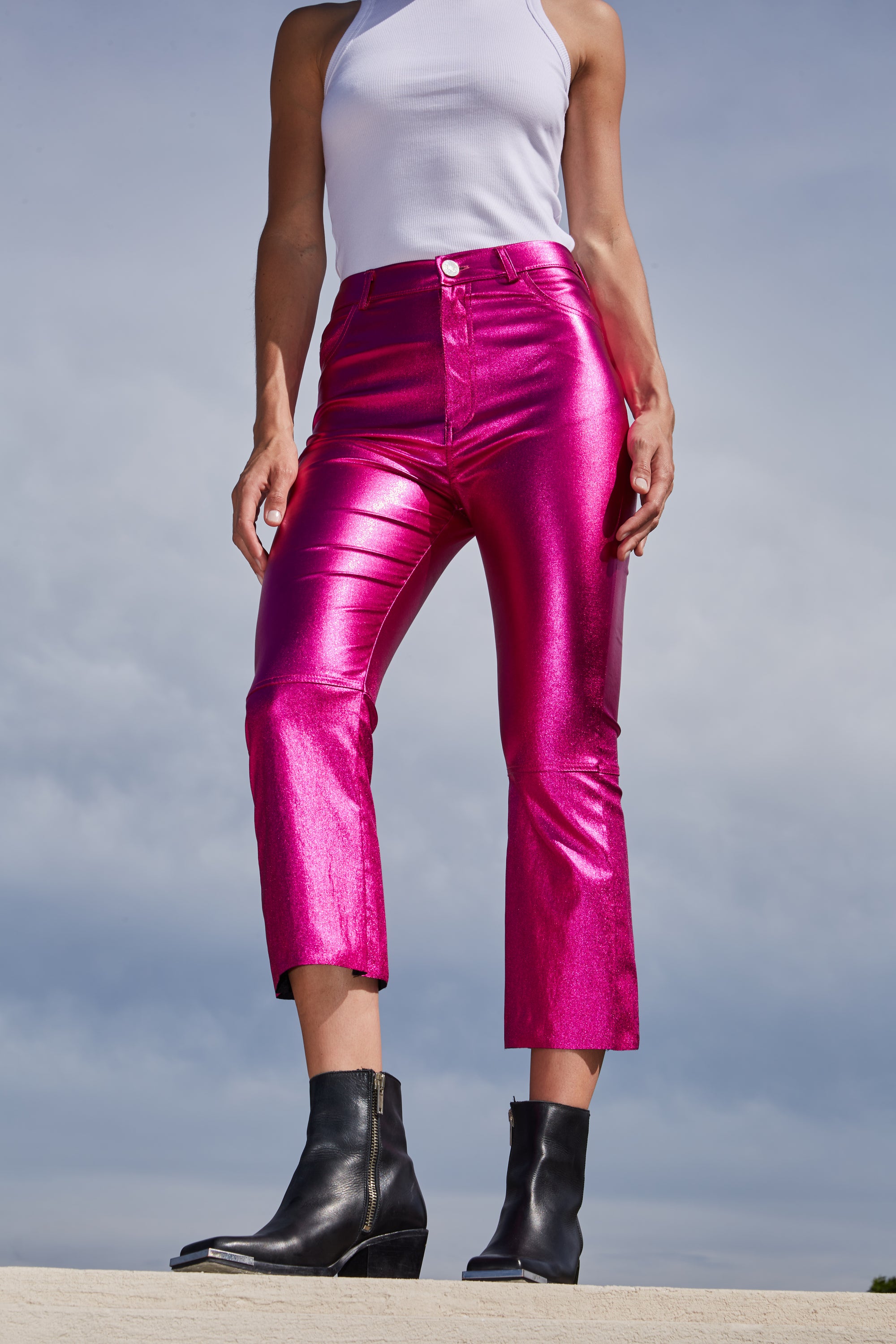 RACHEL METALLIC PANTS - PINK