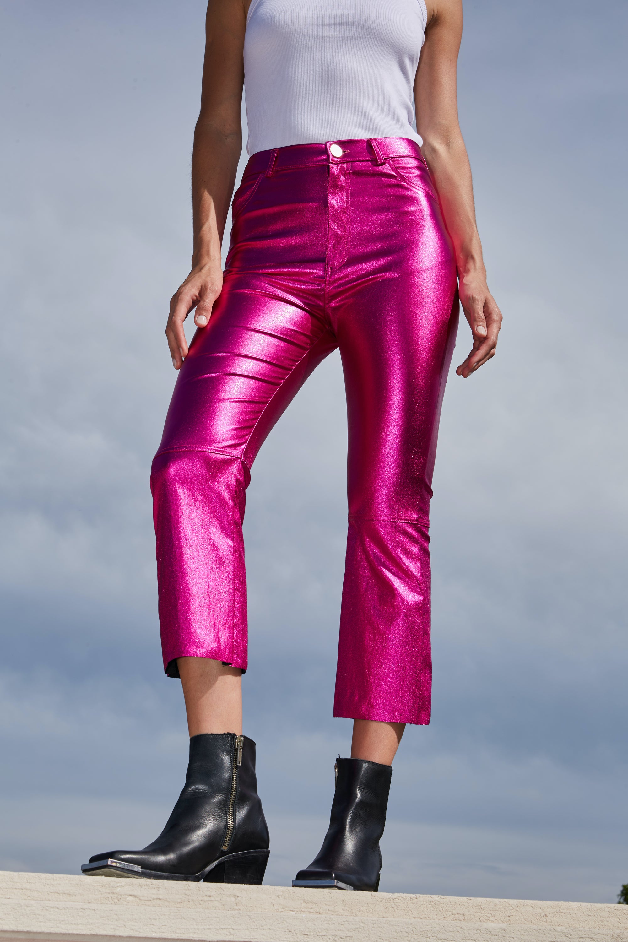 RACHEL METALLIC PANTS - PINK