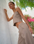LINEN CAPRI PANTS - BLACK